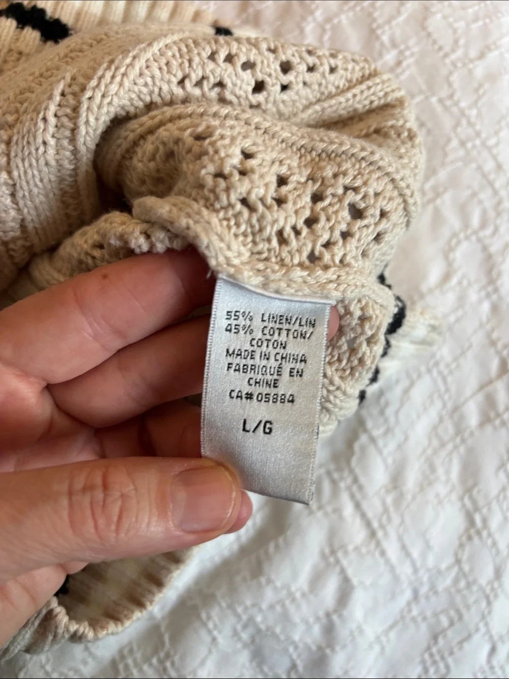 Tabi Linen Blend Cream  Peppy V Neck Knitted Sweater Size Large Academia Casual - Picture 8 of 11
